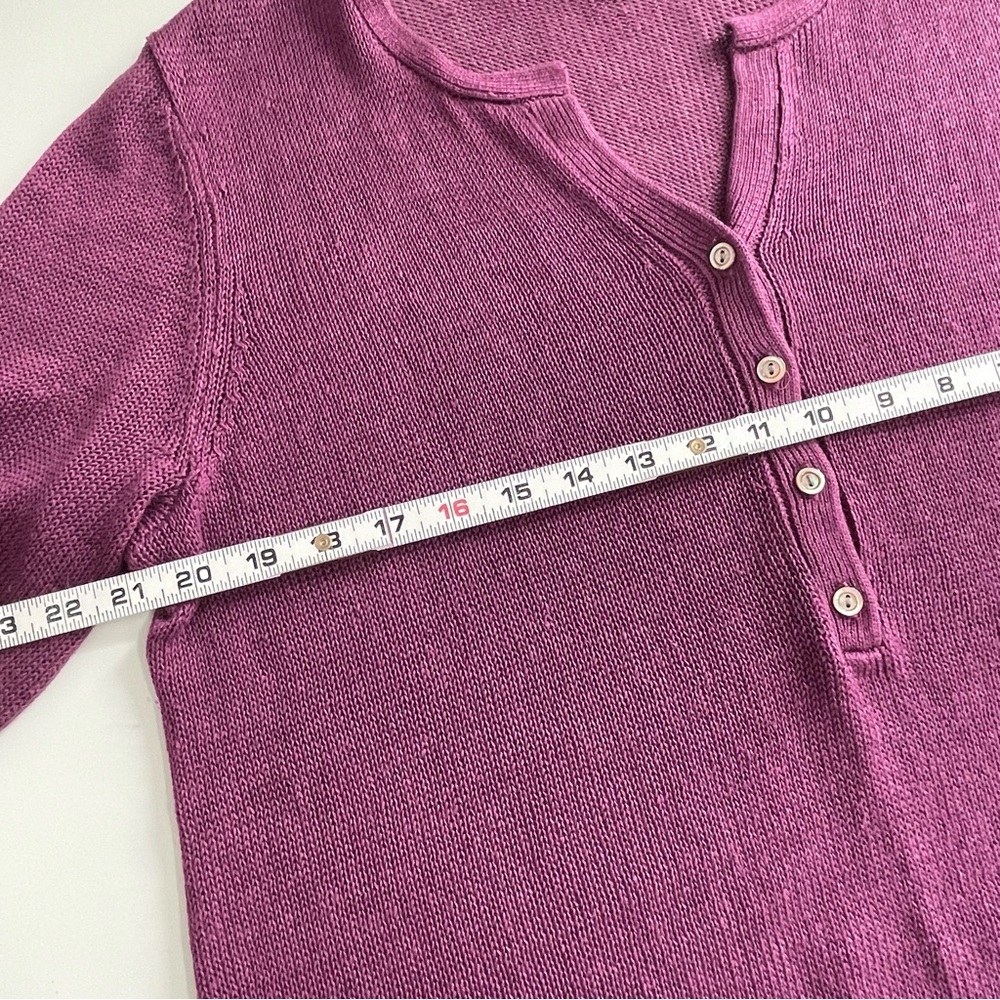 J. Jill Lightweight Sweater Roll Tab 3/4 Sleeves in Plumb Size Large - Picture 6 of 12